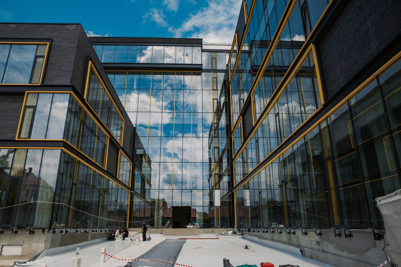 Office building under construction. Business center and office d